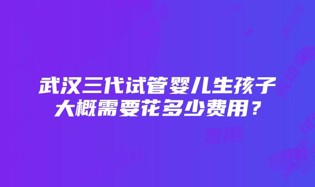 武汉三代试管婴儿生孩子大概需要花多少费用？