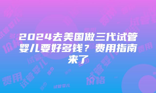 2024去美国做三代试管婴儿要好多钱？费用指南来了