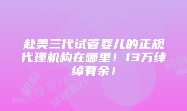 赴美三代试管婴儿的正规代理机构在哪里！13万绰绰有余！