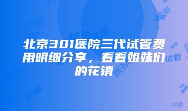 北京301医院三代试管费用明细分享，看看姐妹们的花销