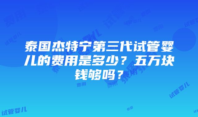 泰国杰特宁第三代试管婴儿的费用是多少？五万块钱够吗？