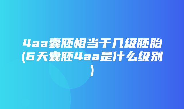 4aa囊胚相当于几级胚胎(6天囊胚4aa是什么级别)