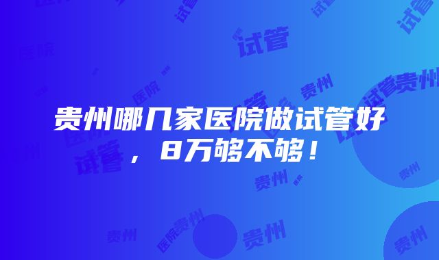 贵州哪几家医院做试管好，8万够不够！