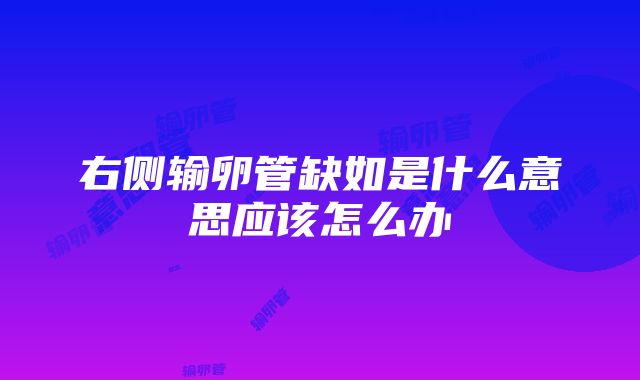 右侧输卵管缺如是什么意思应该怎么办