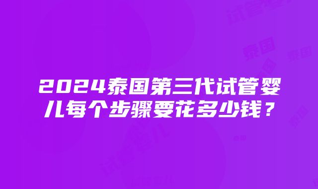 2024泰国第三代试管婴儿每个步骤要花多少钱？