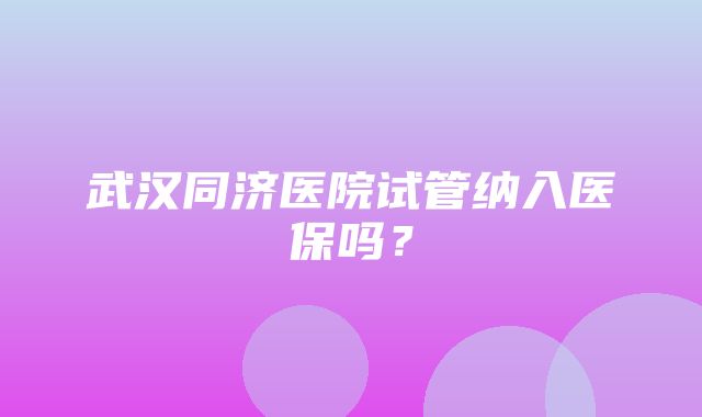 武汉同济医院试管纳入医保吗？