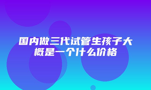 国内做三代试管生孩子大概是一个什么价格