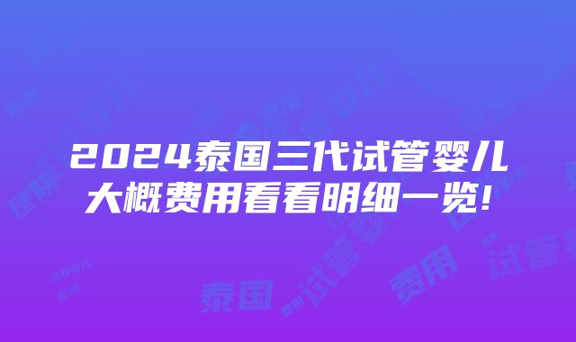 2024泰国三代试管婴儿大概费用看看明细一览!