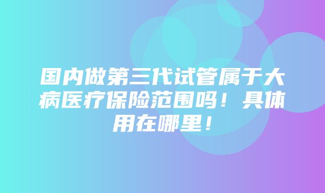 国内做第三代试管属于大病医疗保险范围吗！具体用在哪里！