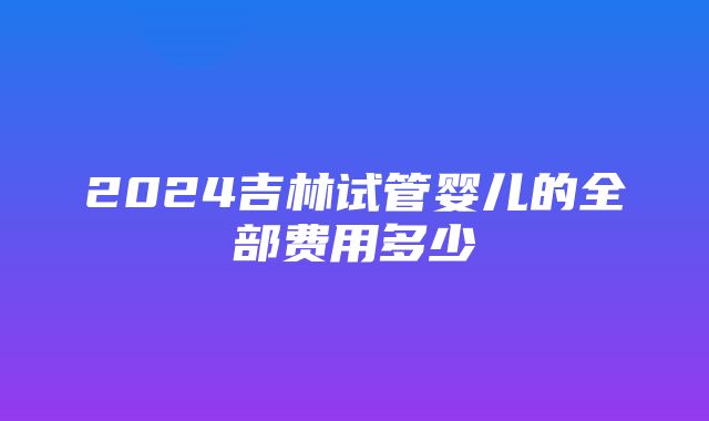 2024吉林试管婴儿的全部费用多少