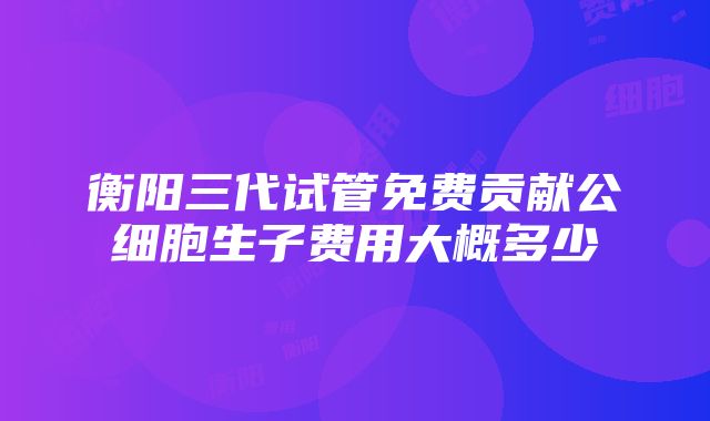 衡阳三代试管免费贡献公细胞生子费用大概多少