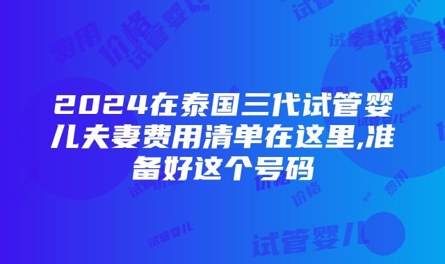 2024在泰国三代试管婴儿夫妻费用清单在这里,准备好这个号码