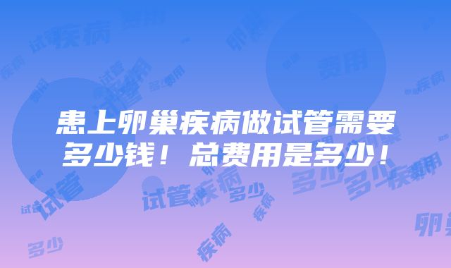 患上卵巢疾病做试管需要多少钱！总费用是多少！