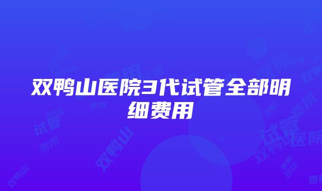 双鸭山医院3代试管全部明细费用