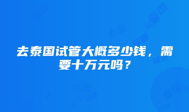 去泰国试管大概多少钱，需要十万元吗？