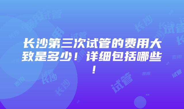 长沙第三次试管的费用大致是多少！详细包括哪些！