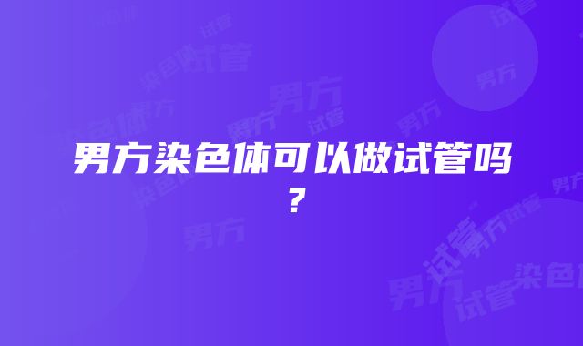 男方染色体可以做试管吗？