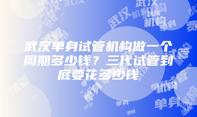 武汉单身试管机构做一个周期多少钱？三代试管到底要花多少钱