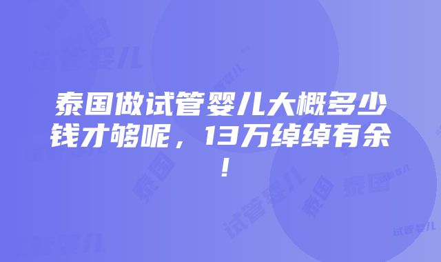 泰国做试管婴儿大概多少钱才够呢，13万绰绰有余！