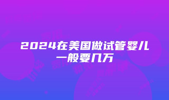 2024在美国做试管婴儿一般要几万