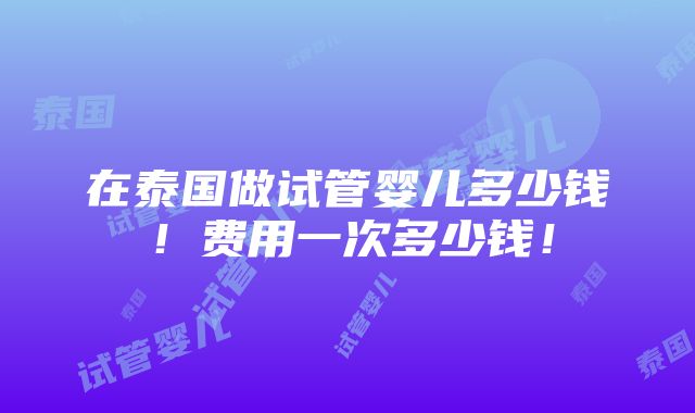 在泰国做试管婴儿多少钱！费用一次多少钱！