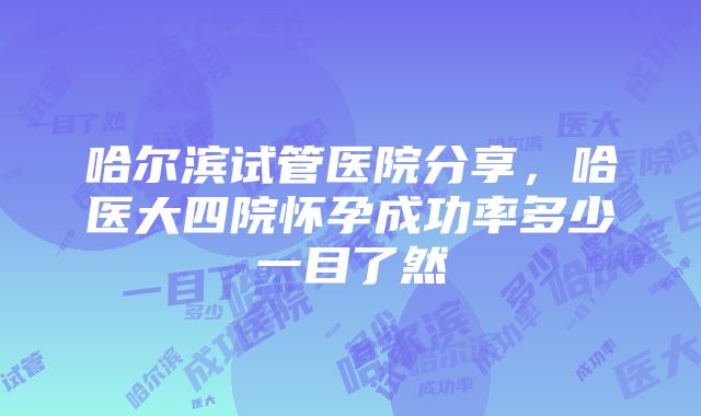 哈尔滨试管医院分享，哈医大四院怀孕成功率多少一目了然