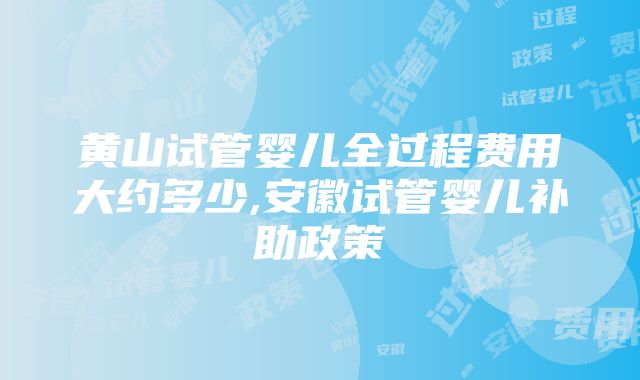 黄山试管婴儿全过程费用大约多少,安徽试管婴儿补助政策