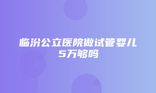 临汾公立医院做试管婴儿5万够吗