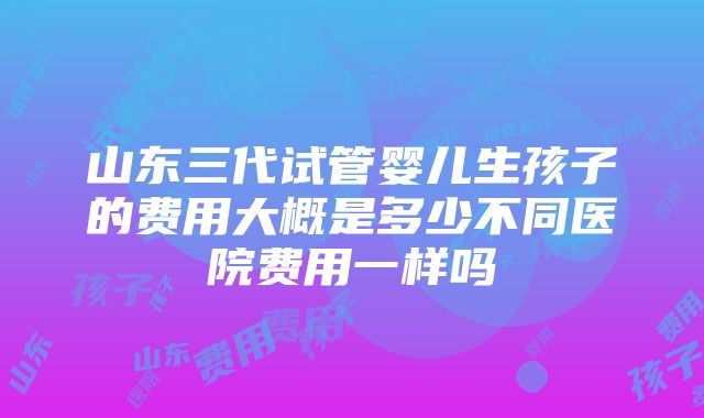 山东三代试管婴儿生孩子的费用大概是多少不同医院费用一样吗