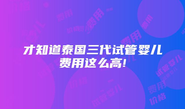 才知道泰国三代试管婴儿费用这么高!