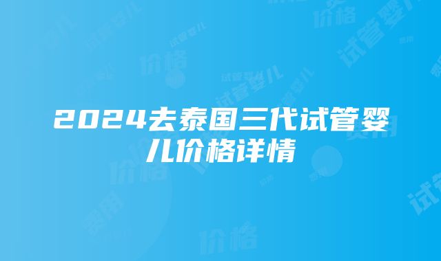 2024去泰国三代试管婴儿价格详情