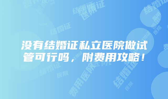 没有结婚证私立医院做试管可行吗，附费用攻略！