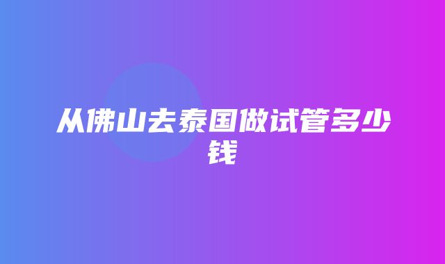 从佛山去泰国做试管多少钱