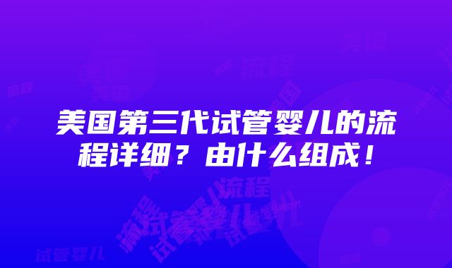 美国第三代试管婴儿的流程详细？由什么组成！