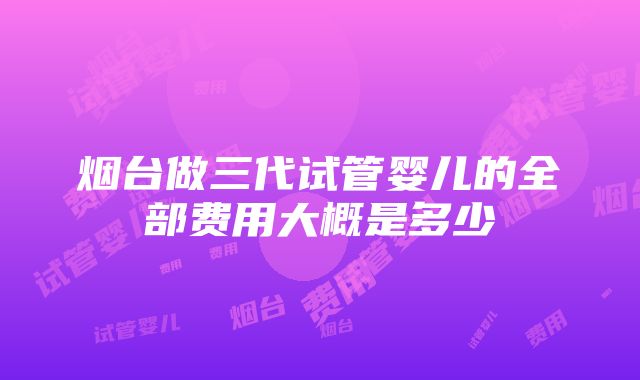 烟台做三代试管婴儿的全部费用大概是多少