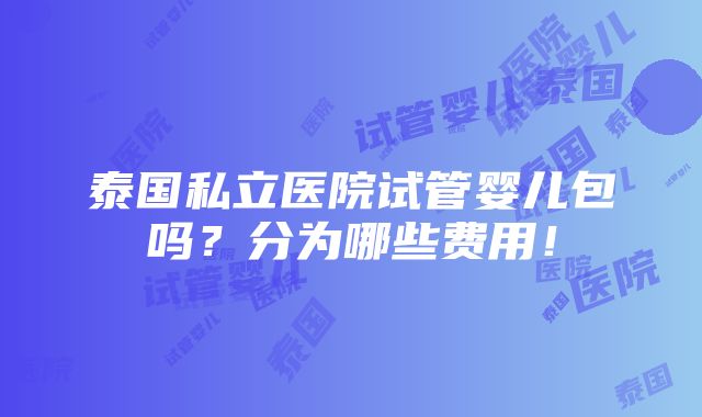 泰国私立医院试管婴儿包吗？分为哪些费用！