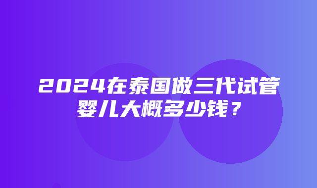 2024在泰国做三代试管婴儿大概多少钱？