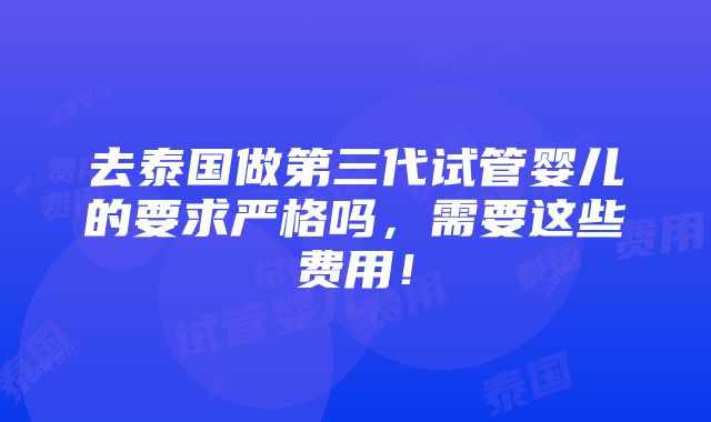 去泰国做第三代试管婴儿的要求严格吗，需要这些费用！