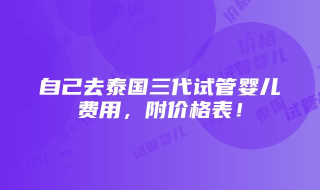 自己去泰国三代试管婴儿费用，附价格表！