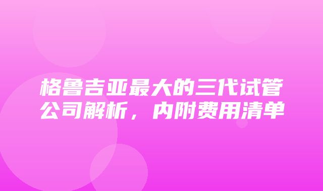 格鲁吉亚最大的三代试管公司解析，内附费用清单