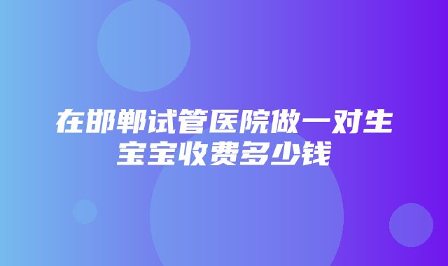 在邯郸试管医院做一对生宝宝收费多少钱