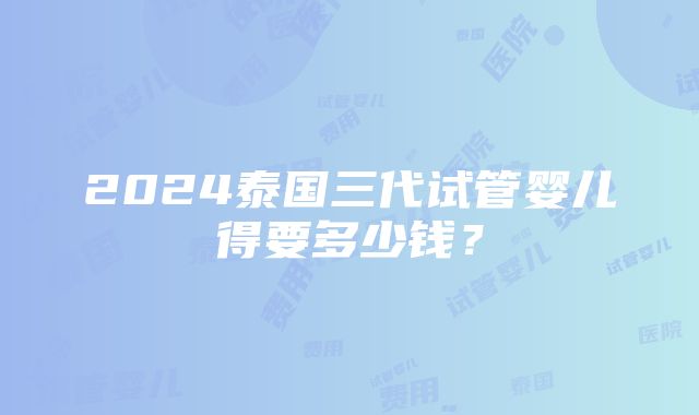 2024泰国三代试管婴儿得要多少钱？