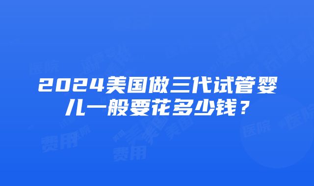 2024美国做三代试管婴儿一般要花多少钱？