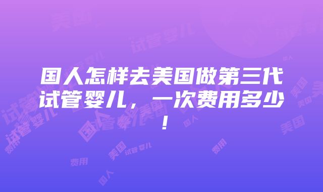 国人怎样去美国做第三代试管婴儿，一次费用多少！