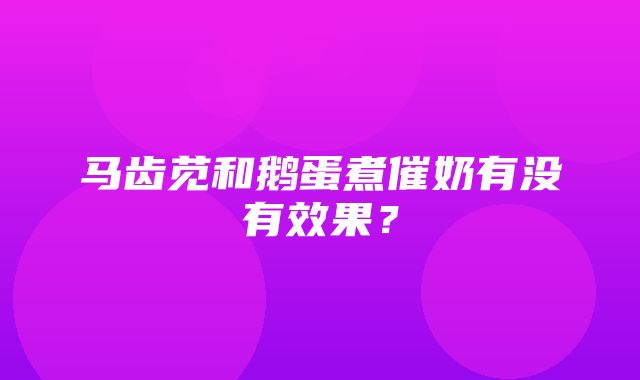 马齿苋和鹅蛋煮催奶有没有效果？