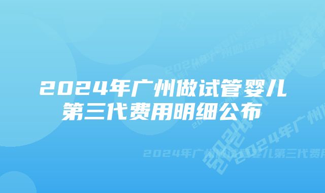 2024年广州做试管婴儿第三代费用明细公布