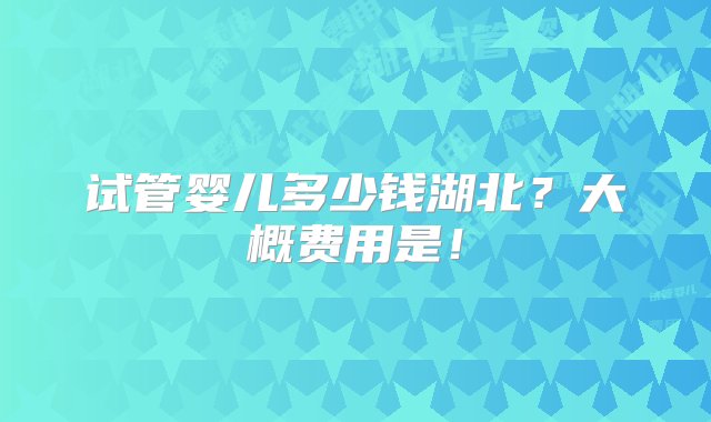 试管婴儿多少钱湖北？大概费用是！