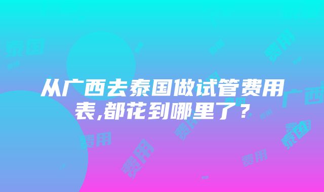 从广西去泰国做试管费用表,都花到哪里了？