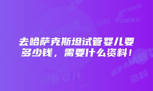 去哈萨克斯坦试管婴儿要多少钱，需要什么资料！