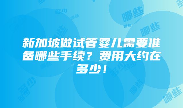 新加坡做试管婴儿需要准备哪些手续？费用大约在多少！